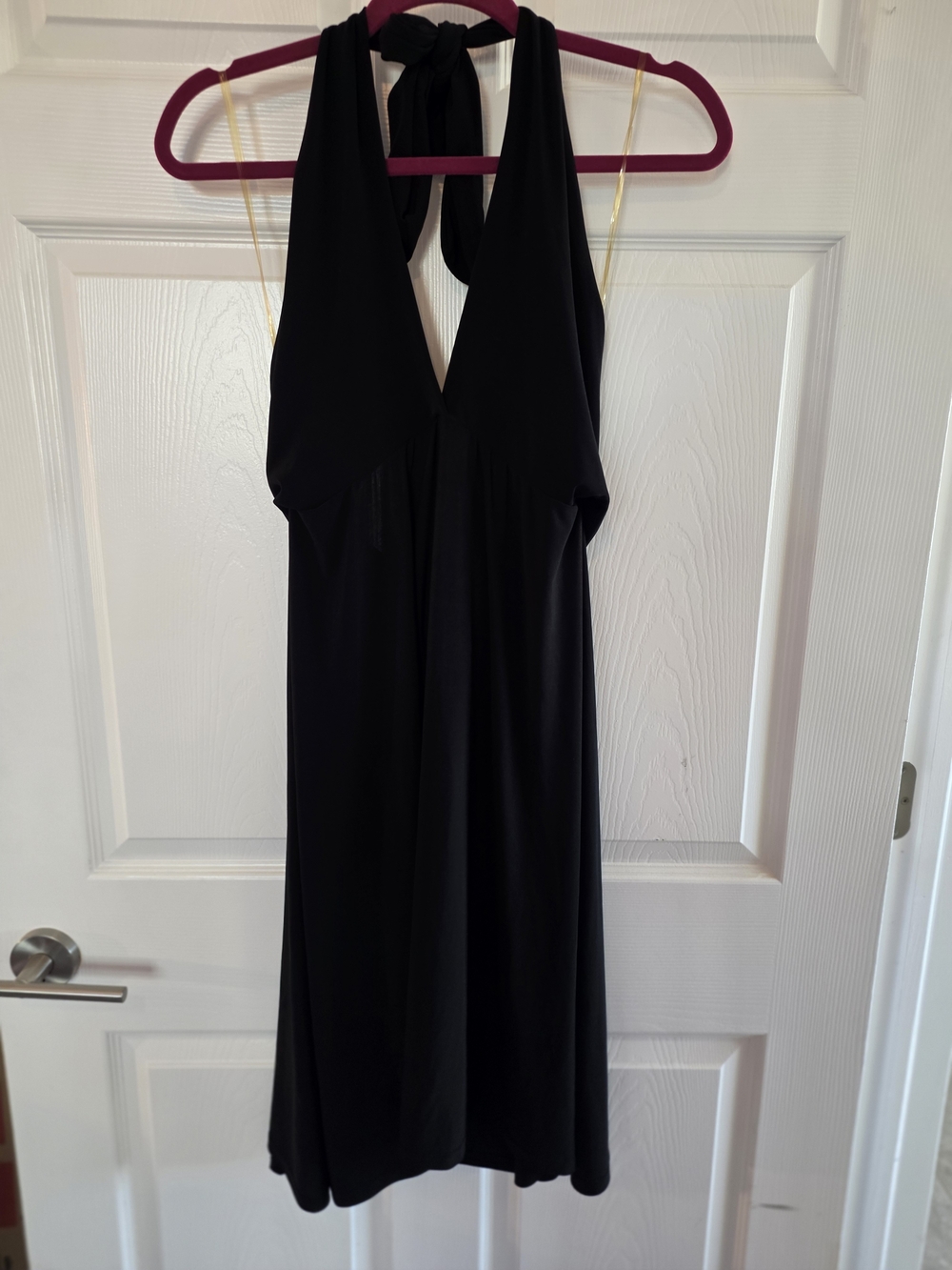 Tropical Honey Black Halter V-Neck Women's Dress